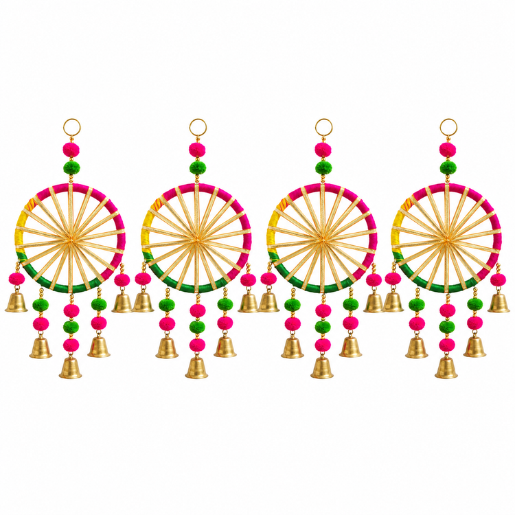 BLUE CRAFT Multicolor Chakri Decorative Wall Hanging Pack of 2