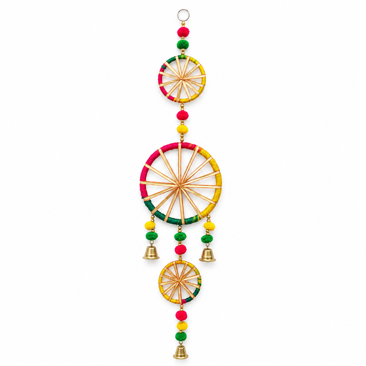 BLUE CRAFT Multicolor 3 Chakri Decorative Wall Hanging Pack of 2