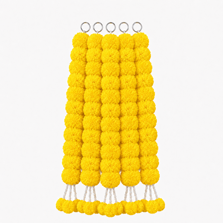 BLUE CRAFT Marigold Artificial Flower Garland – 5 Feet , Lemon