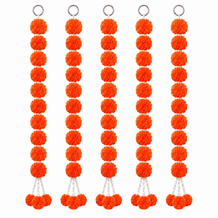BLUE CRAFT Marigold Artificial Flower Garland – 5 Feet , Orange