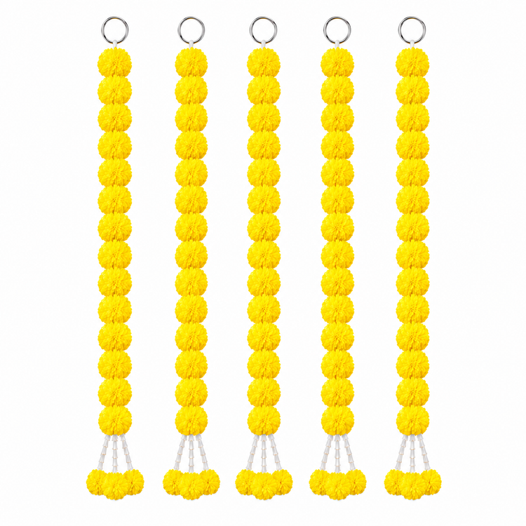 BLUE CRAFT Marigold Artificial Flower Garland – 5 Feet , Lemon