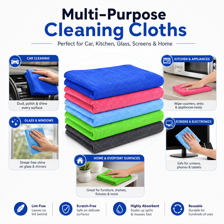 SPATZO Microfiber Cleaning Cloth Pack of 5