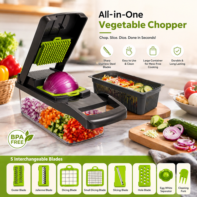 SPATZO 9-in-1 Veggie Slicer & Chopper