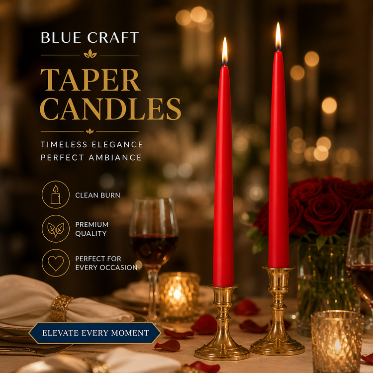 BLUE CRAFT Red Taper Candles – Pack of 10
