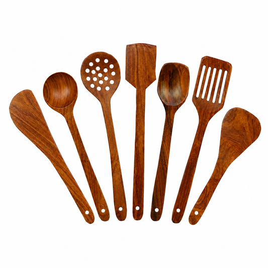 SPATZO Wooden Spatula Set – Pack of 7