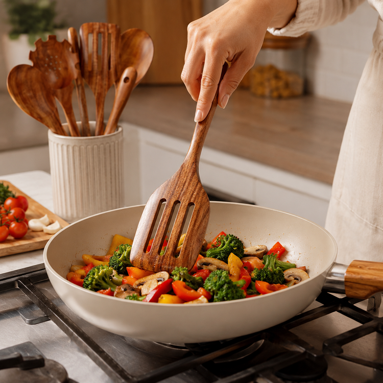 SPATZO Wooden Spatula Set – Pack of 11