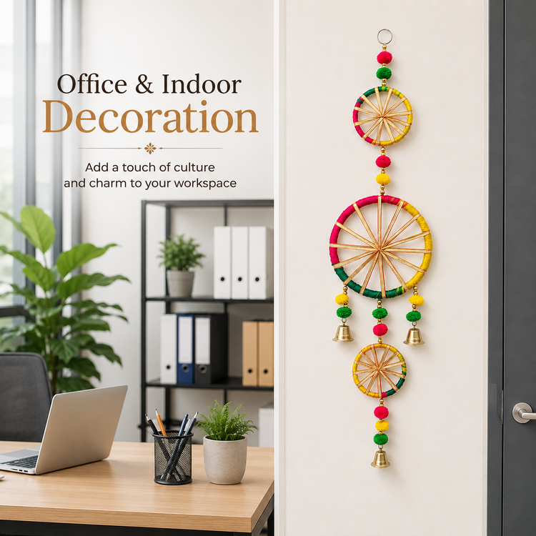 BLUE CRAFT Multicolor 3 Chakri Decorative Wall Hanging Pack of 2