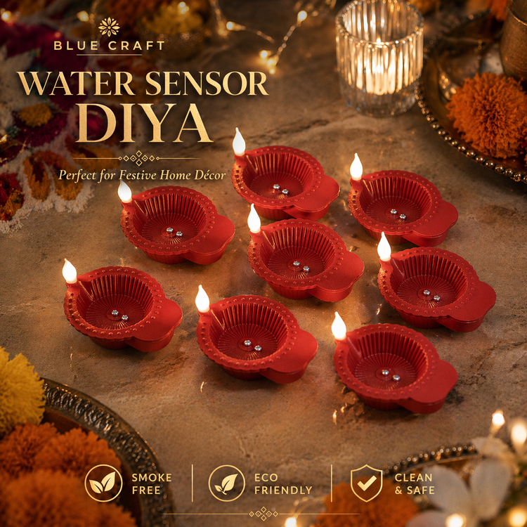 BLUE CRAFT Traditional Round LED Water Sensor Diya