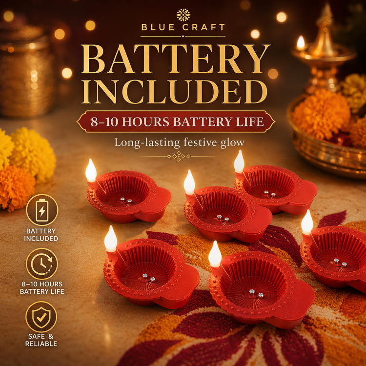 BLUE CRAFT Traditional Round LED Water Sensor Diya