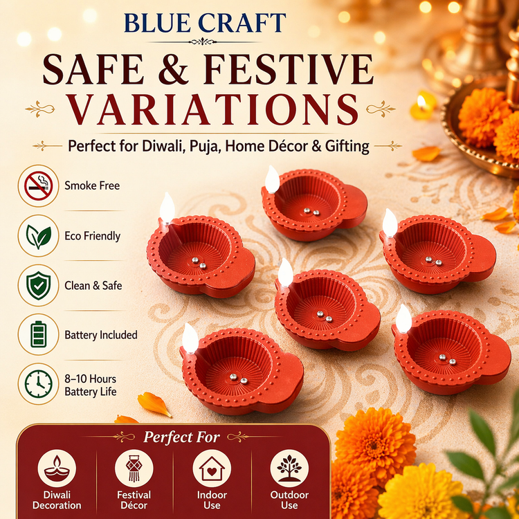 BLUE CRAFT Traditional Round LED Water Sensor Diya