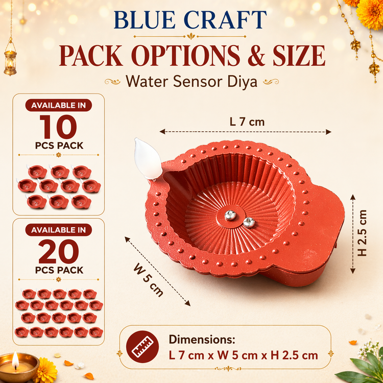 BLUE CRAFT Traditional Round LED Water Sensor Diya