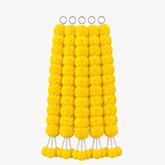 BLUE CRAFT Marigold Artificial Flower Garland – 5 Feet , Lemon