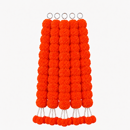 BLUE CRAFT Marigold Artificial Flower Garland – 5 Feet , Orange