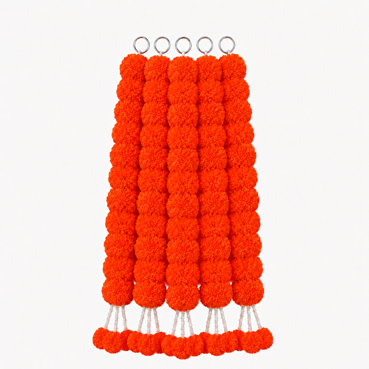 BLUE CRAFT Marigold Artificial Flower Garland – 5 Feet , Orange