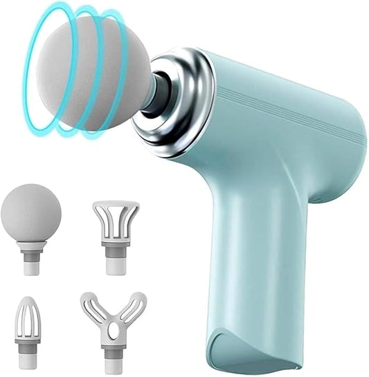 Massage Gun with 4 Attachment Heads, Percussion Massager, Deep Tissue Muscle Recovery (Multicolor)