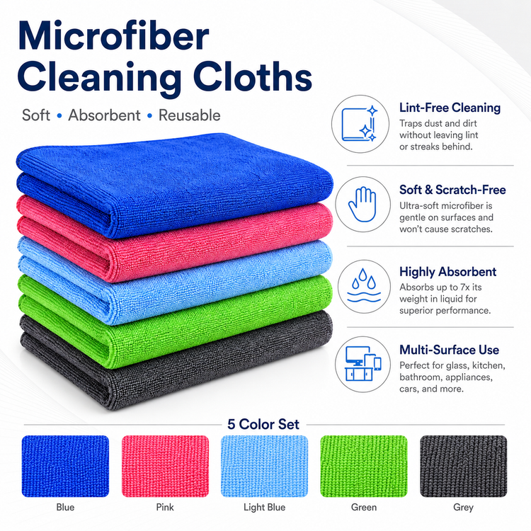 SPATZO Microfiber Cleaning Cloth Pack of 5