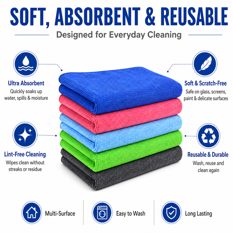 SPATZO Microfiber Cleaning Cloth Pack of 5