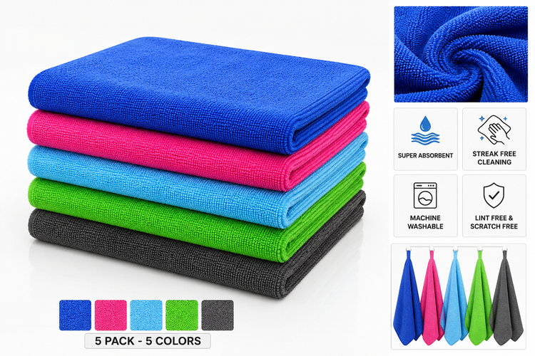 SPATZO Microfiber Cleaning Cloth Pack of 5