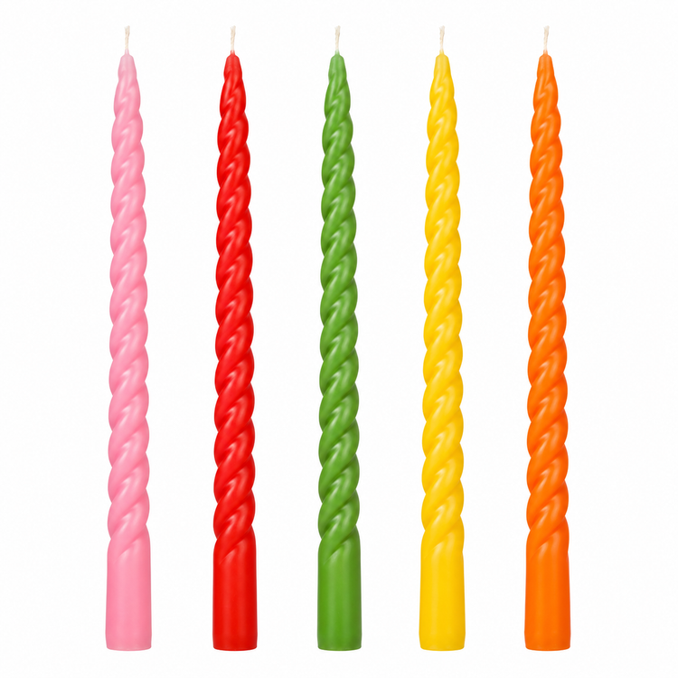 BLUE CRAFT Multicolor Spiral Taper Candles – Pack of 10