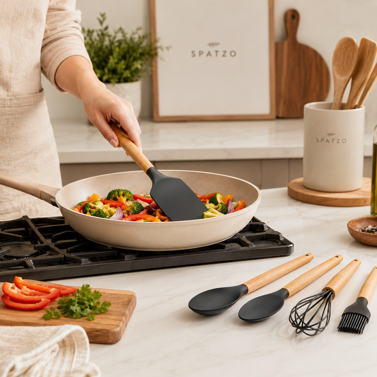 SPATZO Silicone Kitchen Utensil Set – Pack of 5 Dark Gray