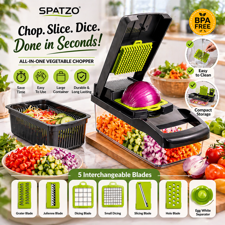 SPATZO 9-in-1 Veggie Slicer & Chopper