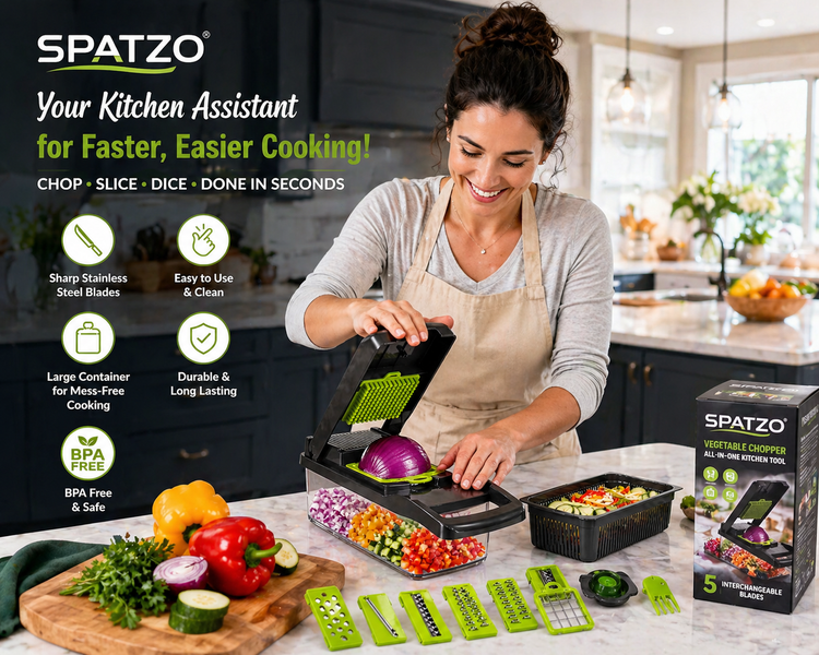 SPATZO 9-in-1 Veggie Slicer & Chopper
