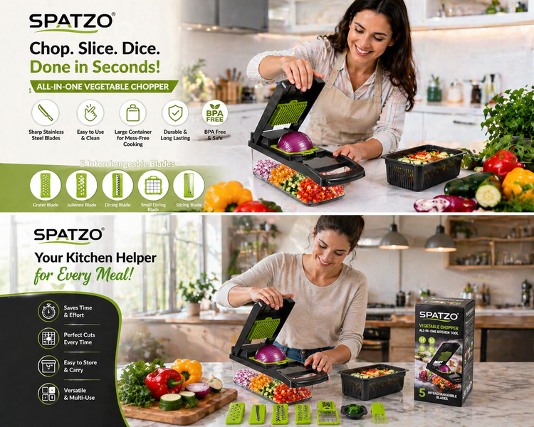 SPATZO 9-in-1 Veggie Slicer & Chopper