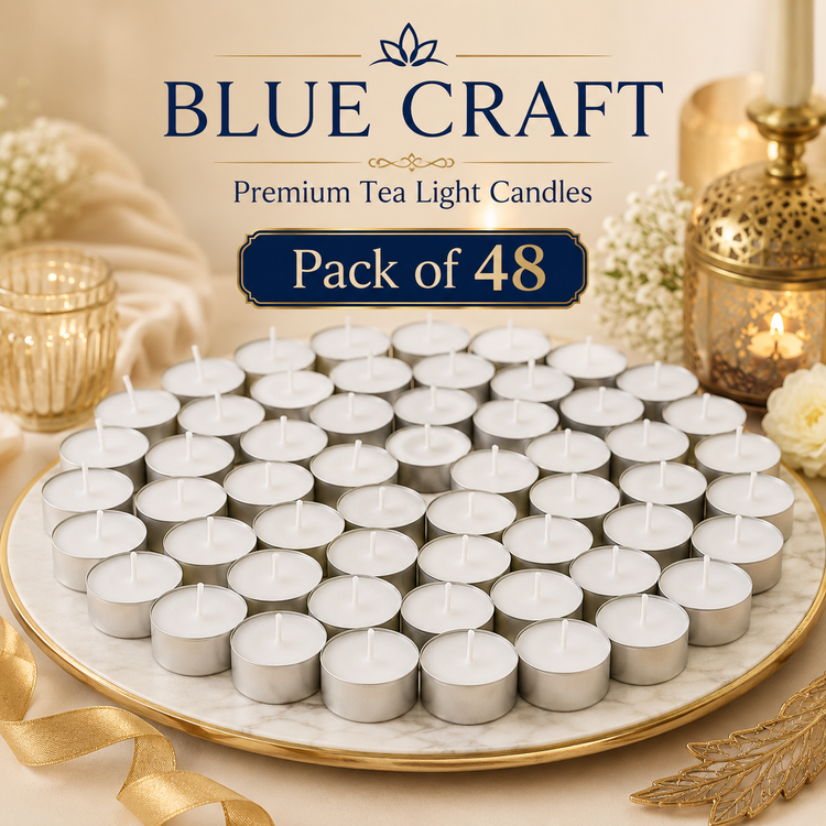 BLUE CRAFT Tea Light Candles – Pack of 48