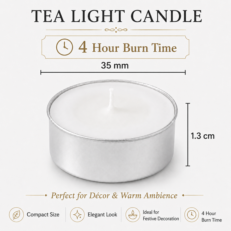 BLUE CRAFT Tea Light Candles – Pack of 48