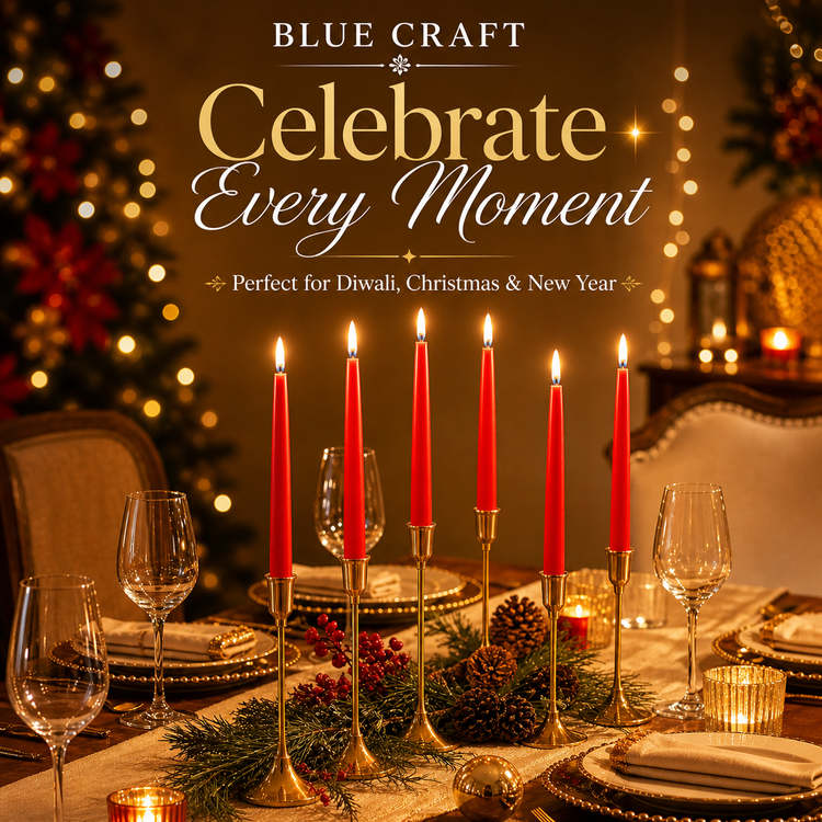 BLUE CRAFT Red Taper Candles – Pack of 10