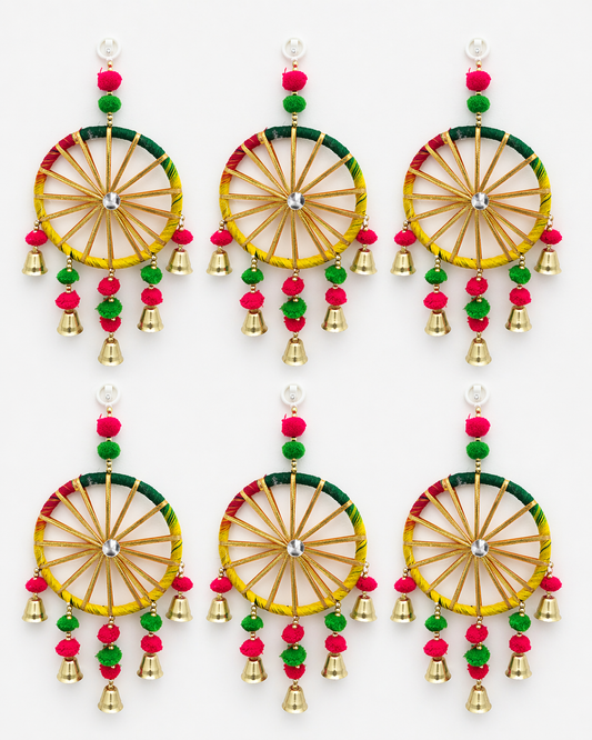 BLUE CRAFT Multicolor Chakri Decorative Wall Hanging Pack of 2