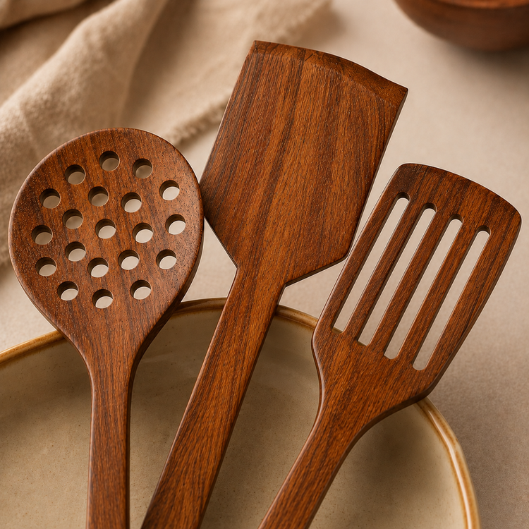 SPATZO Wooden Spatula Set – Pack of 7