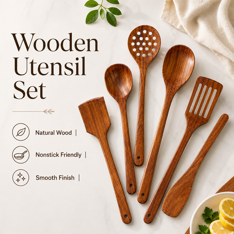 SPATZO Wooden Spatula Set – Pack of 7