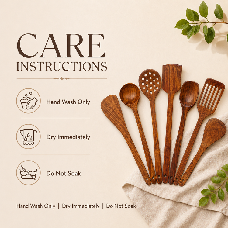 SPATZO Wooden Spatula Set – Pack of 7