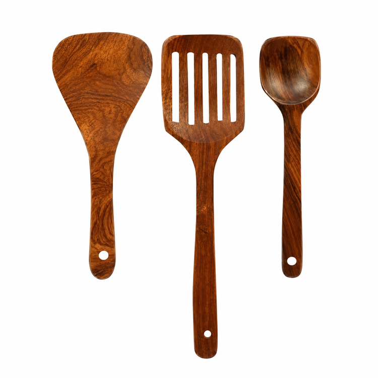 SPATZO Wooden Spatula Set – Pack of 3