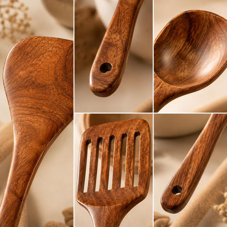 SPATZO Wooden Spatula Set – Pack of 3