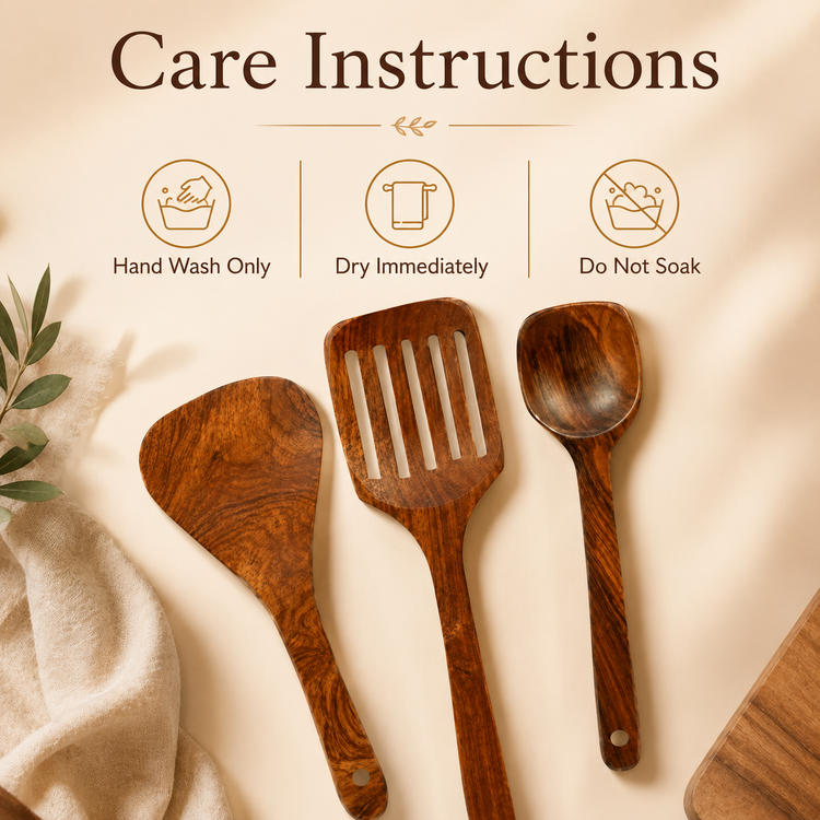 SPATZO Wooden Spatula Set – Pack of 3