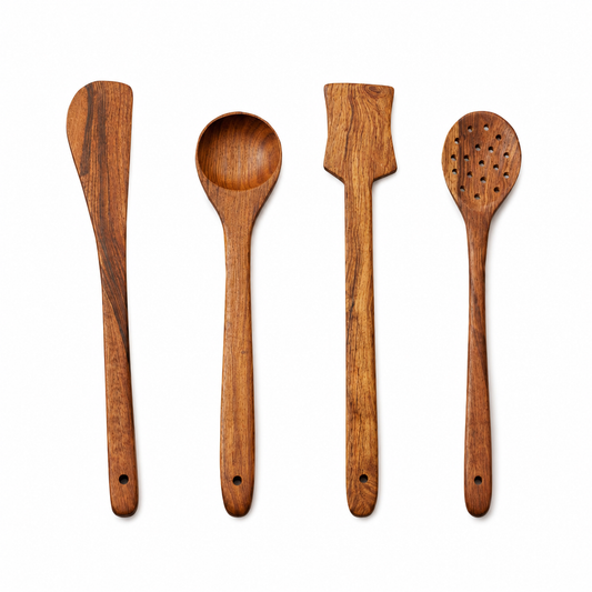 SPATZO Wooden Spatula Set – Pack of 4