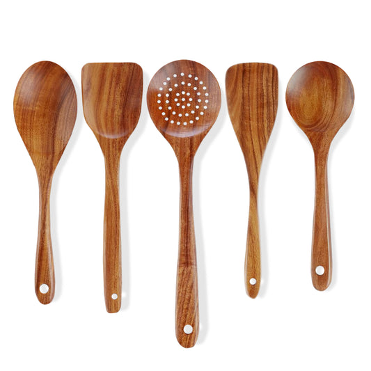 SPATZO Wooden Spatula Set – Pack of 5
