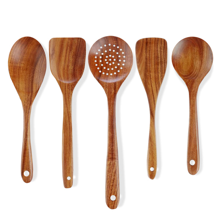SPATZO Wooden Spatula Set – Pack of 5